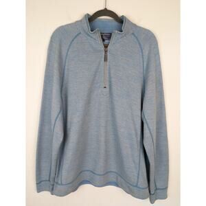 Tommy Bahama Sweater Reversible Quarter Zip Cotton Lyocell Outdoor Blue Size L